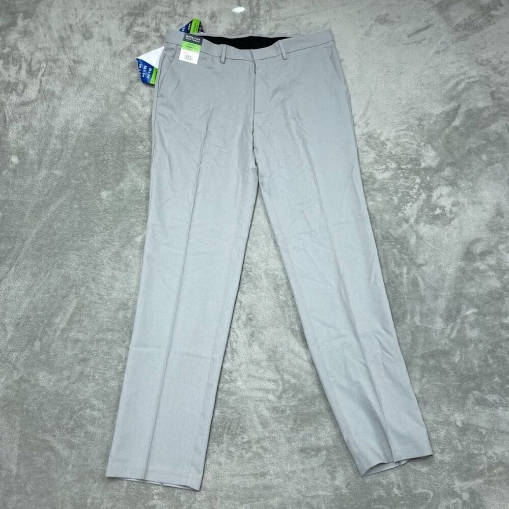 Kenneth Cole Mens Gray Dress Pants W36 L34 Slim Fit Repreve Fabric a1112